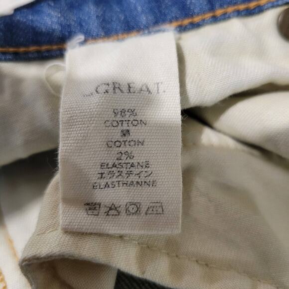 The Great Straight A Jeans Blue Button Fly High Waist Premium Denim Size 25 - Picture 12 of 14